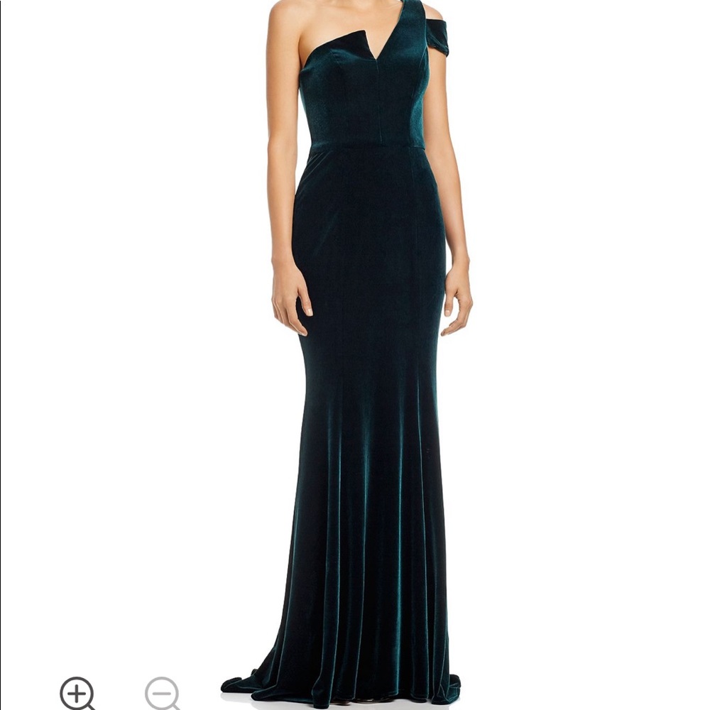 Aqua One-Shoulder Velvet Gown